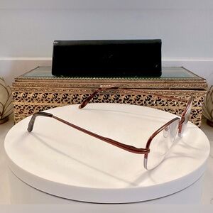 VTG - SAKI - Japan, Handmade Copper-Toned Metal Rx Eyeglass Frames/Tort Tips EUC